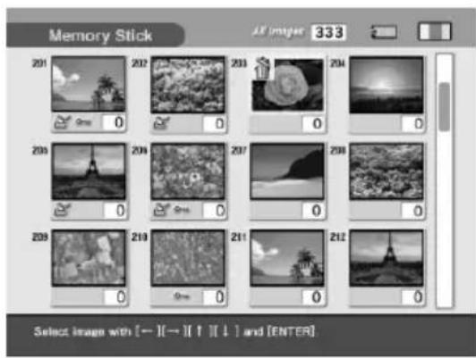 Memory Stick 333 Select image with [→] (→) [↑] [↓] and [ENTER]