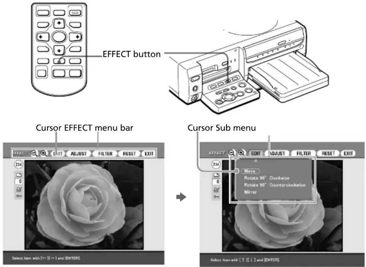 EFFECT button Cursor EFFECT menu bar Select item with [---][(→) and ENTER] EFFECT EXIT ADJUST FILTER RESET EXIT 234 0 1 2 3 4 5 6 7 8 9 10 11 12 13 14 15 16 17 18 19 20 21 22 23 24 25 26 27 28 29 30 31 32 33 34 35 36 37 38 39 40 41 42 43 44 45 46 47 48 49 50 51 52 53 54 55 56 57 58 59 60 61 62 63 64 65 66 67 68 69 70 71 72 73 74 75 76 77 78 79 80 81 82 83 84 85 86 87 88 89 90 91 92 93 94 95 96 97 98 99 100