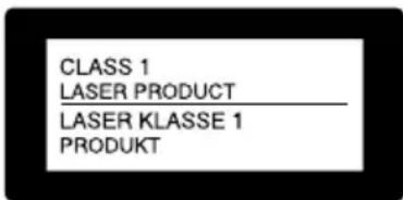 CLASS 1 LASER PRODUCT LASER KLASSE 1 PRODUKT