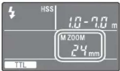 SONY HVL-F43AM - Appuyer sur la touche ZOOM pour sélectionner la couverture du flash à régler. - 1