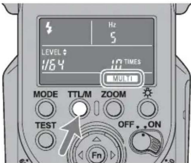 Hz 5 LEVEL 1/64 TIMES MULTI MODE TTL/M ZOOM TEST OFF . ON Fn