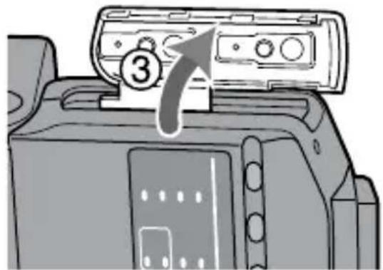 Diagram showing a device control panel with labeled button 3 and an arrow indicating direction