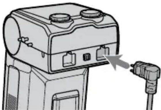 SONY HVL-MT24AM - Insert the plug of the twin flash unit into the twin-flash-cord socket on the macro flash controller. - 1