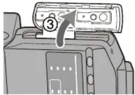 Diagram showing a device control panel with labeled button 3 and an arrow indicating direction