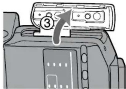 Diagram showing a device control panel with labeled button 3 and an arrow indicating direction