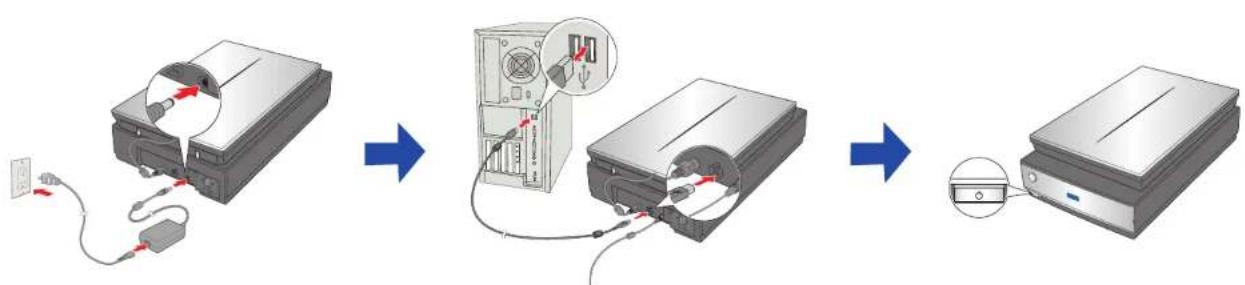 EPSON Perfection V750 Pro - connect and turn on • Branchez et mettez le scanner sous tension - 1