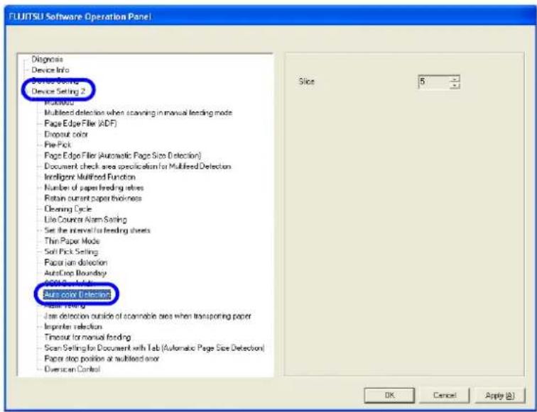 FUJITSU fi-5950 - Select [Device Setting 2] from left side list in the window, and select [Auto color Detection] from its lower level. - 1
