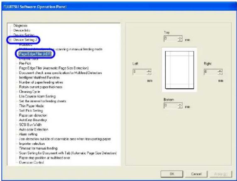 FUJITSU fi-5950 - Select [Device Setting 2] from left side list in the window, and select [Page Edge Filter (ADF)] from its lower level. - 1