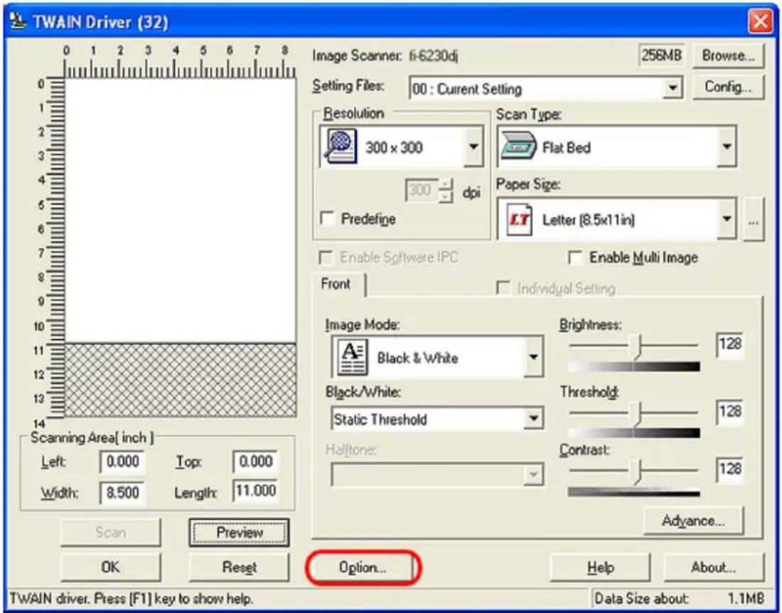 FUJITSU fi-6130 - In the [TWAIN Driver] dialog box, click the [Option] button. - 1