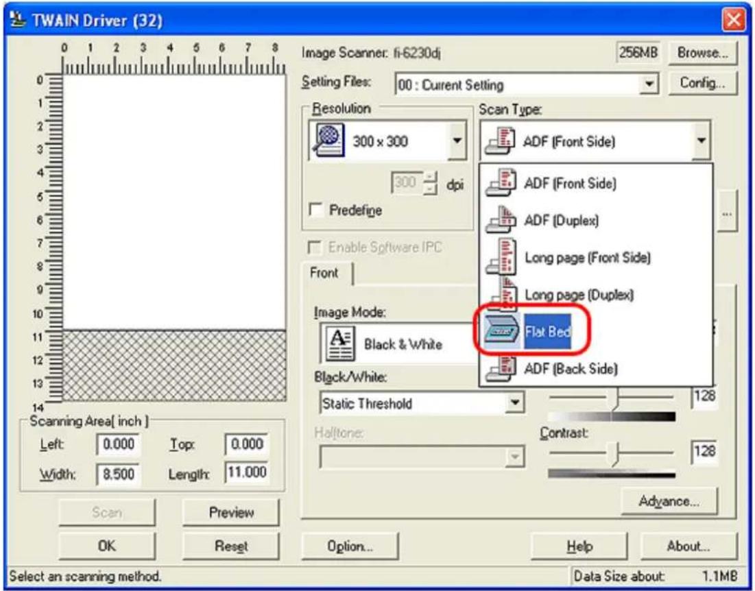 FUJITSU fi-6130 - Select [Flat Bed] under [Scan Type]. - 1