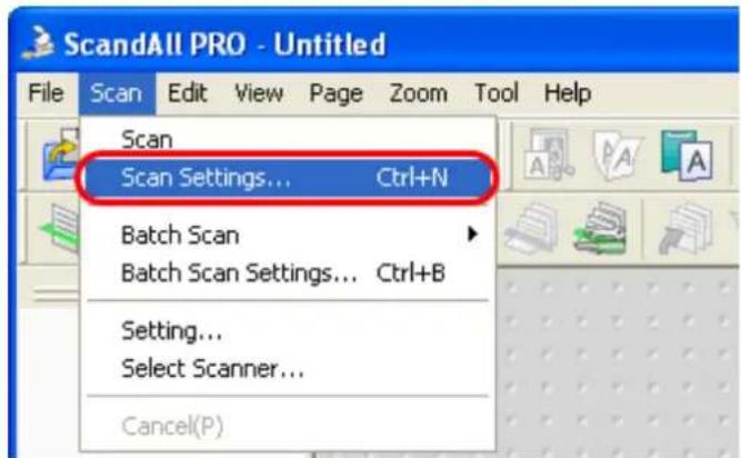 FUJITSU fi-6130 - From the [Scan] menu, select [Scan Settings]. - 1