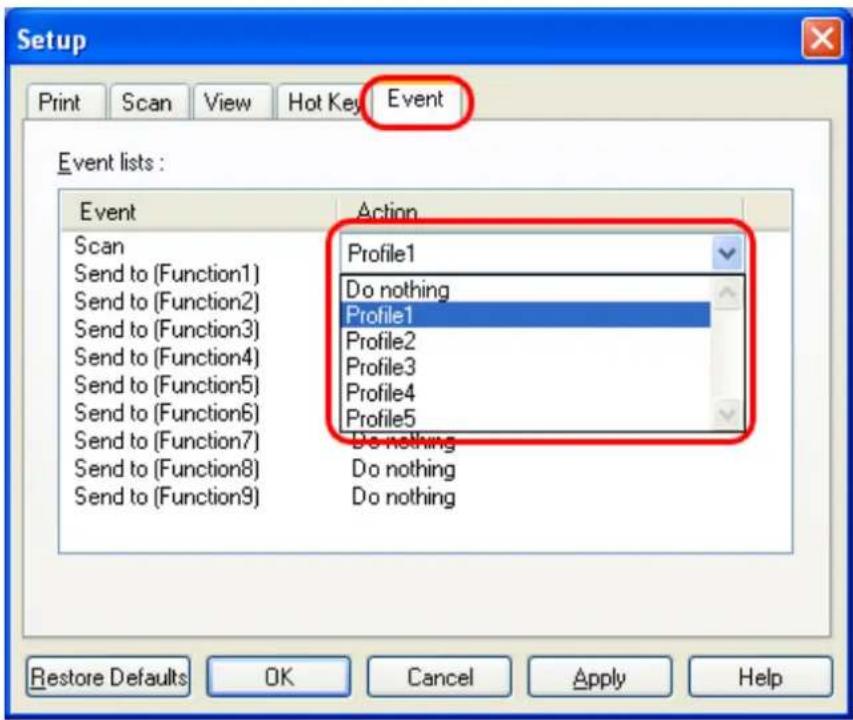FUJITSU fi-6130 - Select the [Event] tab. - 1