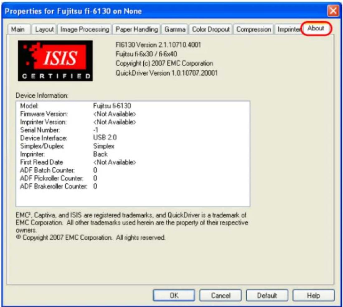 FUJITSU fi-6130 - [About] Tab - 1