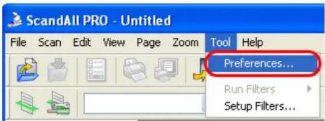 FUJITSU fi-6240 - From the [Tool] menu, select [Preferences]. - 1