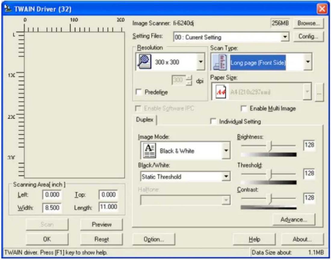 FUJITSU fi-6240 - In the [TWAIN Driver] dialog box, mark the [Enable Multi Image] checkbox. - 1