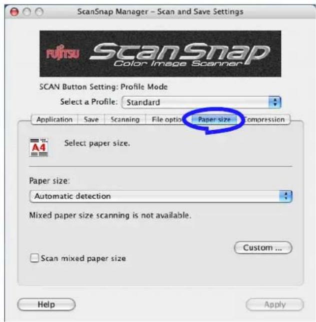 FUJITSU ScanSnap S300M - [Paper size] tab - 1
