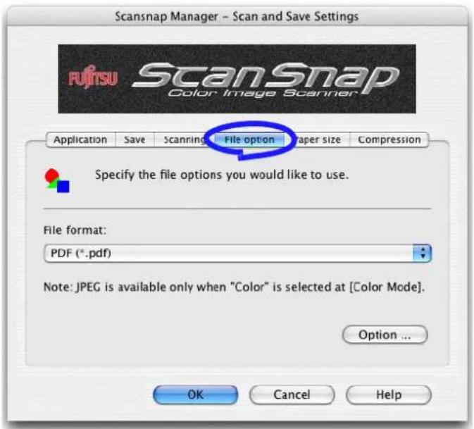 FUJITSU ScanSnap S500M - [File option] tab - 1