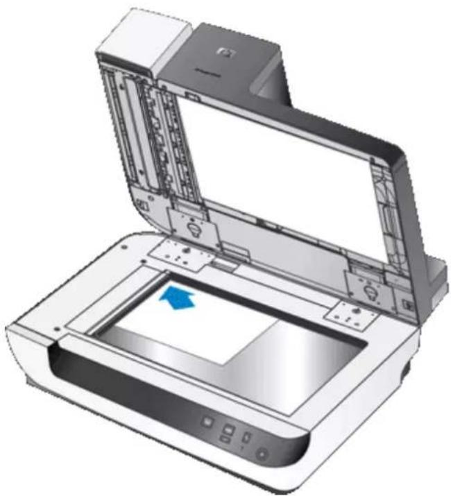 HP Scanjet Flow N9120 fn2 - Chargement d'un original sur la vitre du scanner - 1