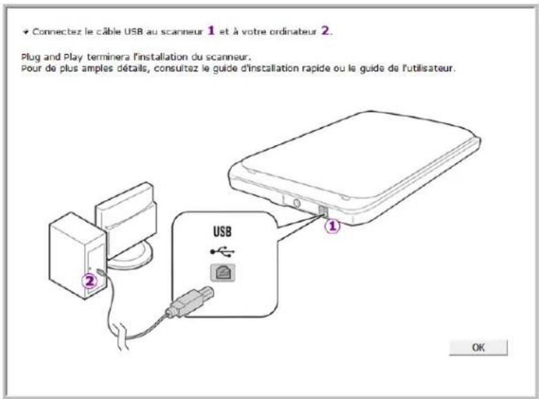 XEROX 7600i - Connexion du câble USB et mise sous tension - 3