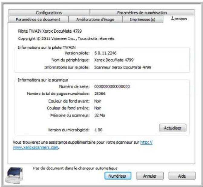 XEROX DocuMate 4799 - Onglet A propos - 1