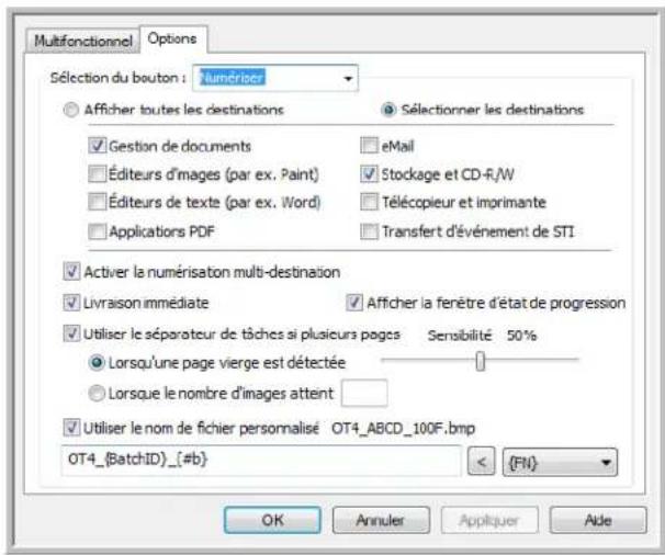 XEROX DocuMate 4799 - Sélection d'options pour One Touch - 1