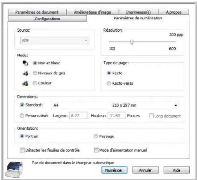 XEROX DocuMate 4799 - Onglet Paramètres de numérisation - 1