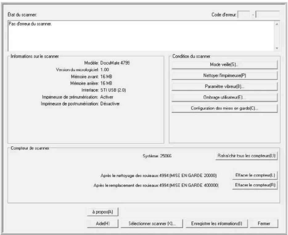 XEROX DocuMate 4799 - Réinitialisation du compteur de rouleau dans l'Utilitaire utilisateur - 1
