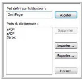 XEROX DocuMate 4799 - Pour modifier un dictionnaire de l'utilisateur : - 1