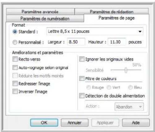 XEROX DocuMate 4799 - Onglet Paramètres de page - 1