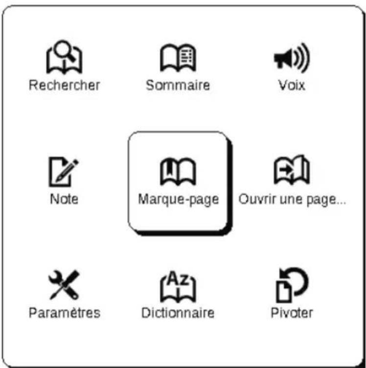 Rechercher Sommaire Voix Note Marque-page Ouvrir une page... Paramètres Dictionnaire Pivoter
