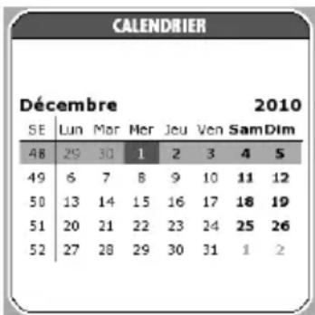 CALENDRIER Décembre 2010 SE Lun Mar Her Jeu Ven Sam Dim 48 29 30 1 2 3 4 5 49 6 7 8 9 10 11 12 50 13 14 15 16 17 18 19 51 20 21 22 23 24 25 26 52 27 28 29 30 31 1 2