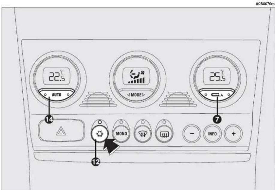 ALFA ROMEO 156 (2000) - CLIMATE CONTROL COMPRESSOR ON/OFF ENABLE BUTTON (fig. 109) - 1
