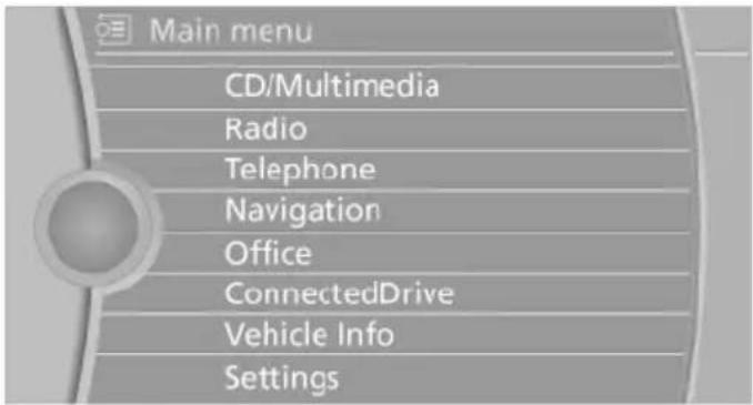 BMW 550i (2011) - Opening the main menu - 2