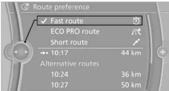 BMW 550i xDrive (2011) - Changing the route criteria - 1