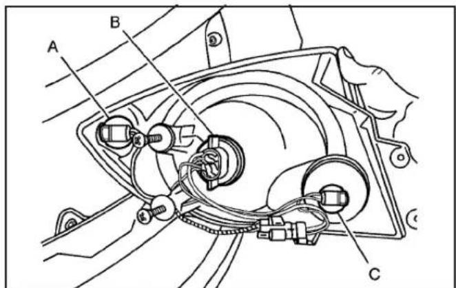 CHEVROLET Cobalt (2009) - Taillamps, Turn Signal, Stoplamps and Back-up Lamps (Sedan) - 1