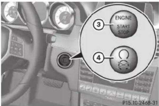Mercedes-Benz E-Class (2014) - Positions de la clé avec la fonction KEYLESS-GO - 2