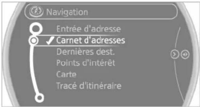 MINI Paceman (2014) - Sélection de la destination dans le carnet d'adresses - 1