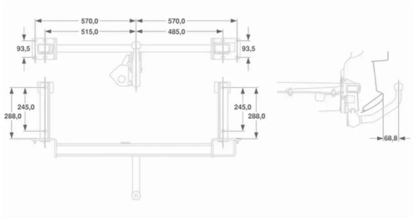 OPEL Astra Twintop (2011) - Towing hitch installation dimensions - 3