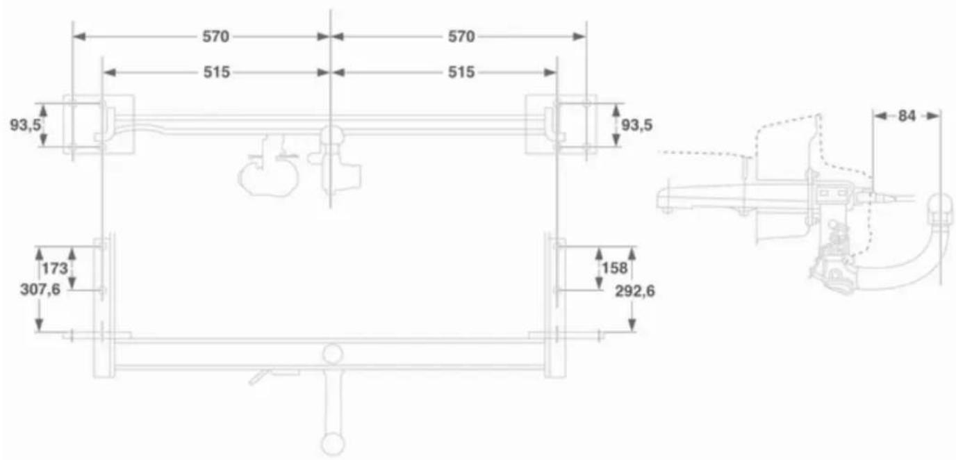 OPEL Astra Twintop (2011) - Towing hitch installation dimensions - 2