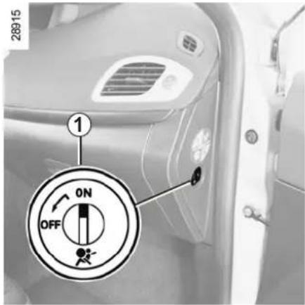 RENAULT Scenic (2011) - CHILD SAFETY: deactivating/activating the front passenger air bag (3/3) - 1