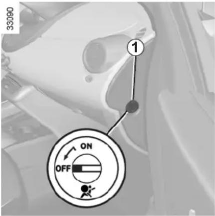 RENAULT Twingo (2011) - CHILD SAFETY: deactivating/activating the front passenger air bag (1/2) - 1