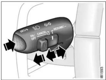 SAAB 9-5 (2003) - For safety reasons (brake system function) the brakes must be applied once, when the engine has started, before the cruise control system can be activated. - 1