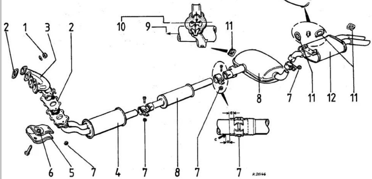 VOLKSWAGEN Jetta (1984) - Exhaust system components - 1
