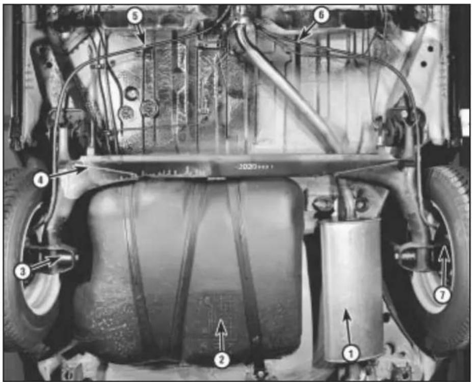 VOLKSWAGEN Jetta (1984) - Rear underbody view - 1.3 litre model - 1