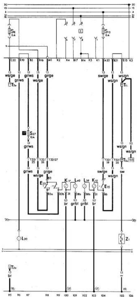VOLKSWAGEN Jetta (1984) - Fuse colours - 15
