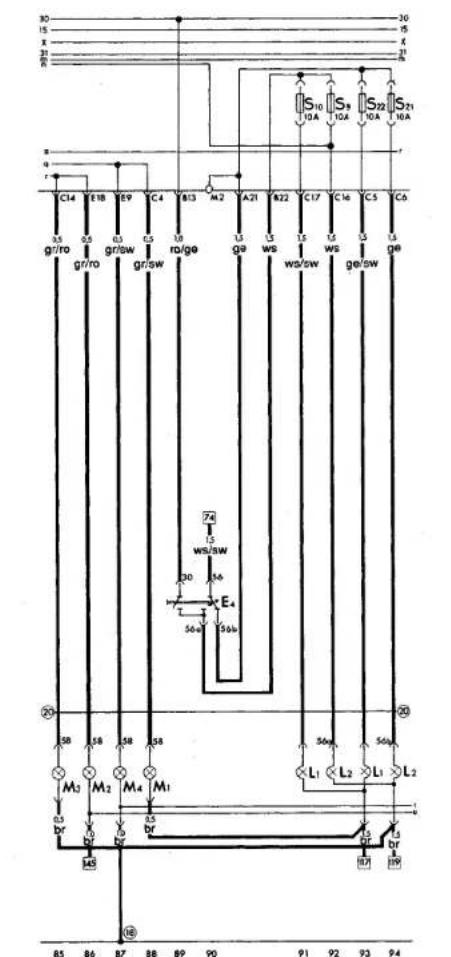 VOLKSWAGEN Jetta (1984) - Fuse colours - 14