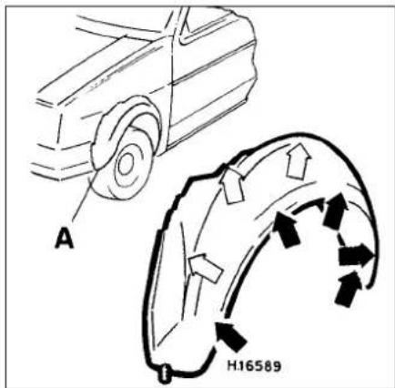 VOLKSWAGEN Golf (1984) - Front wheel housing liner - removal and refitting - 3