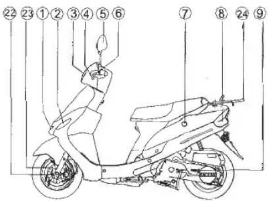 Baotian BT50QT-9 - □ Names of parts - 1