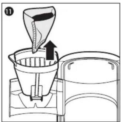 Line drawing of a coffee maker using a filter, showing the funnel and side view (no text or symbols).
