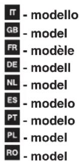 IT - modello GB - model FR - modèle DE - modell NL - model ES - modelo PT - modelo PL - model RO - model
